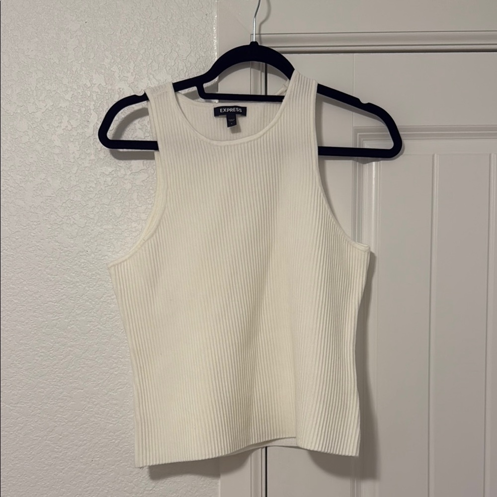 Express Cream Ribbed Tank Top